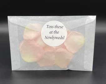 Wedding Petal Bridal Toss Packets with Real Freeze Dried Rose Petals, set of 10 pouches