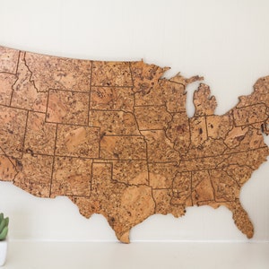 Travel Map US Medium Size / Made of Cork / US Adventure Map / Gift for Travel Lover / Adventure Lover Decor image 1