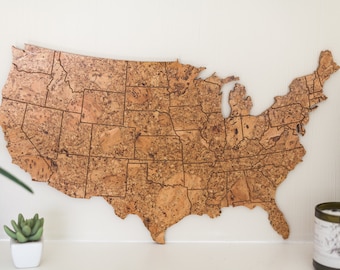 Cork Board US Travel Map: Adventure Decor (15x23 inch)