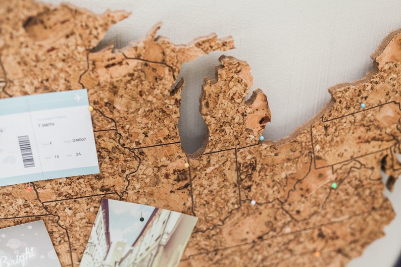 Engraved Cork US Travel Map: Adventure Decor image 4