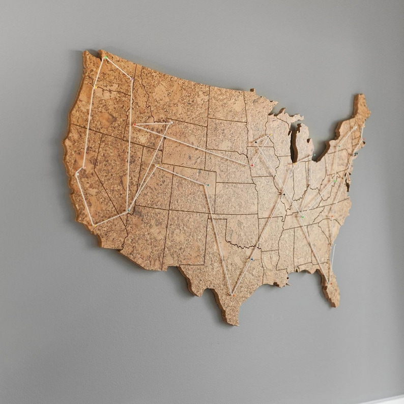 Engraved Cork US Travel Map: Adventure Decor image 2