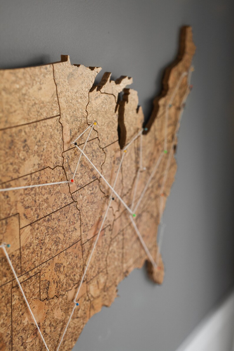 Engraved Cork US Travel Map: Adventure Decor image 3