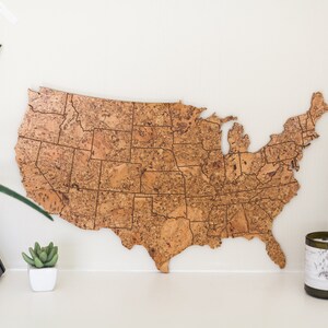 Travel Map US Medium Size / Made of Cork / US Adventure Map / Gift for Travel Lover / Adventure Lover Decor image 2