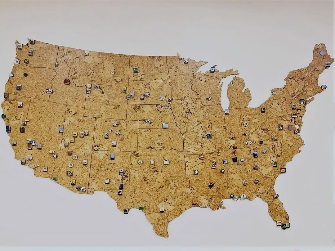 Giant Cork Wall Map of the United States Etsy