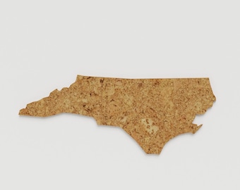 Travel Map North Carolina - Made of Cork / North Carolina Map / Gift for Travel Lover / Adventure Lover Decor