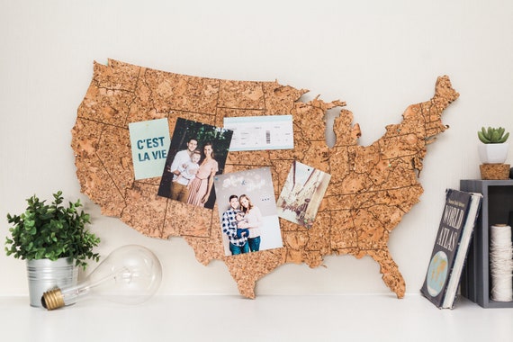 Engraved Cork US Travel Map: Adventure Decor