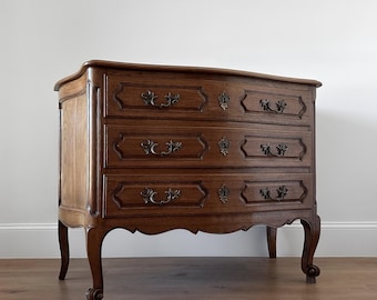 French Louis XV Bow Front Oak Commode