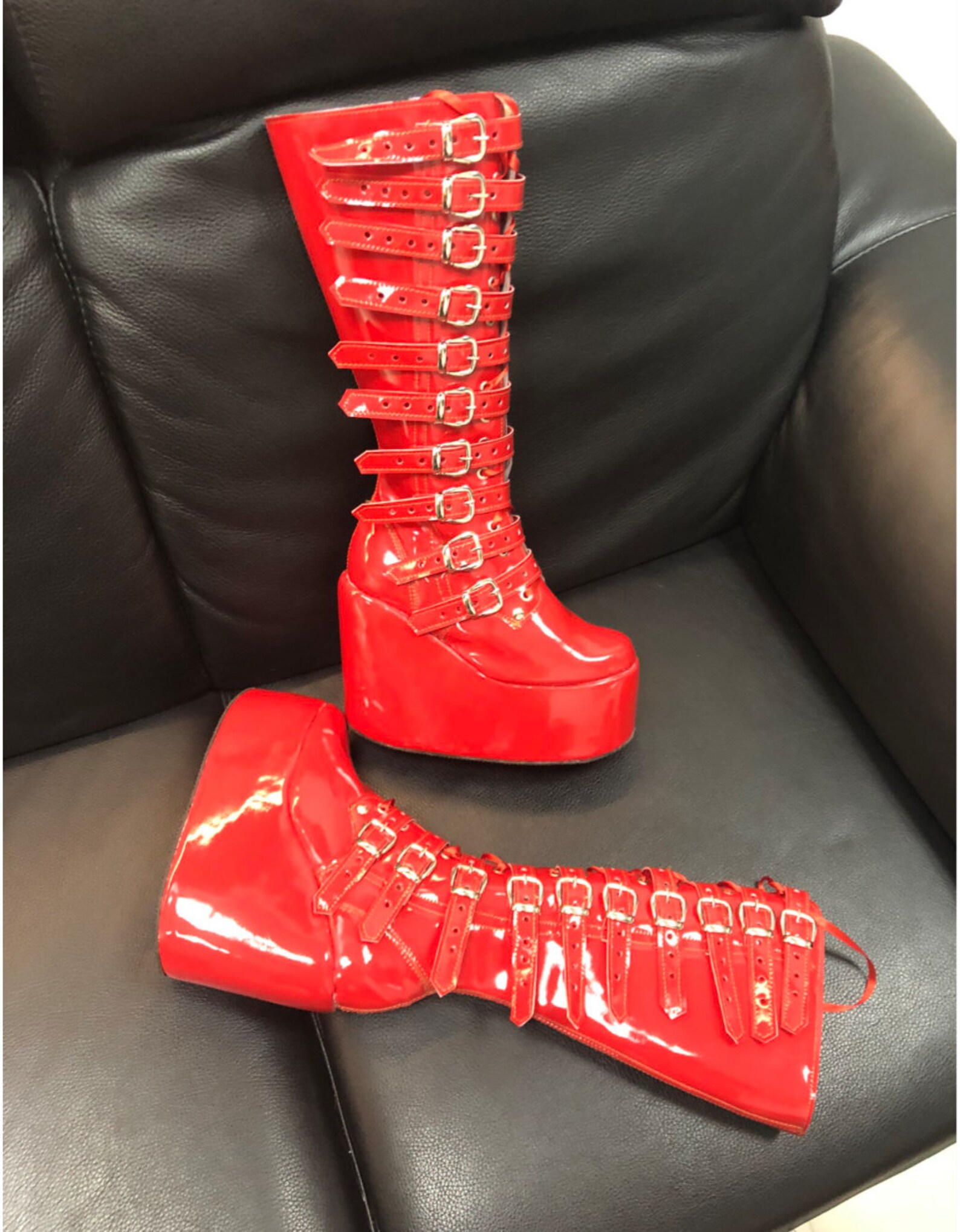 red patent leather boots forever 21