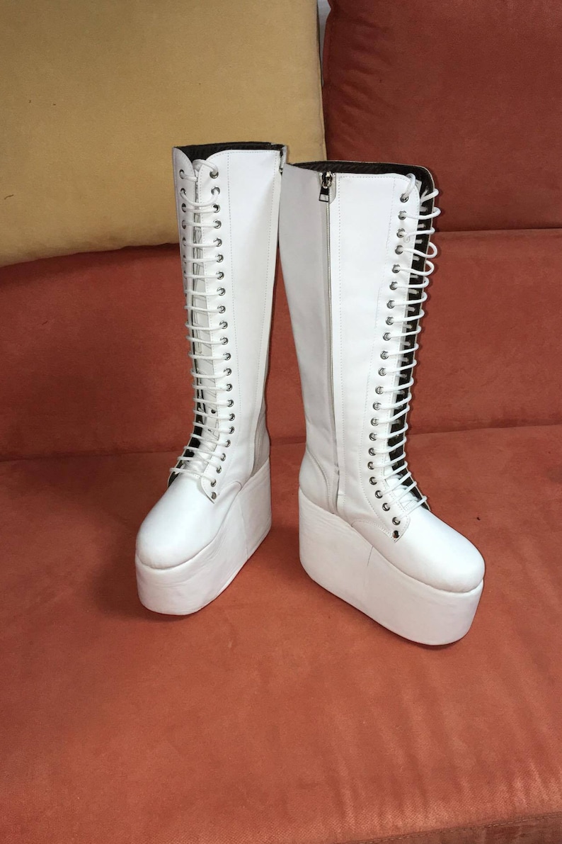 chunky white platform boots