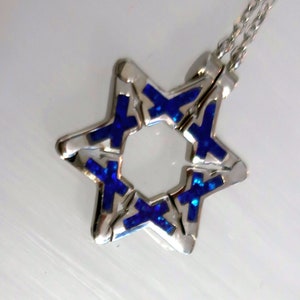 Butterfly Jewish Star of David Purple Opal Necklace, Pull Apart Butterfly necklace image 1