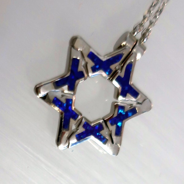 Butterfly Jewish Star of David Purple Opal Necklace, Pull Apart Butterfly necklace