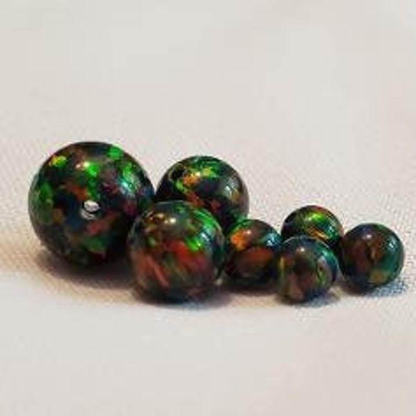 Black Opal full drilled bead, 4mm, 6mm & 8mm Black opal bead,