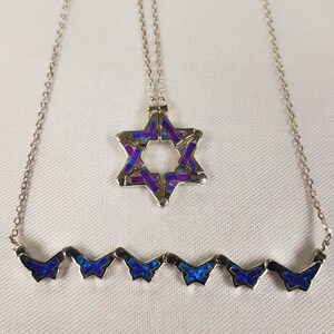 Butterfly Jewish Star of David Purple Opal Necklace, Pull Apart Butterfly necklace image 2