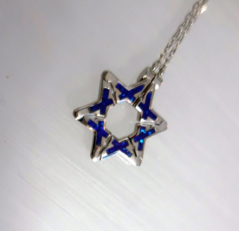 Butterfly Jewish Star of David Purple Opal Necklace, Pull Apart Butterfly necklace image 1