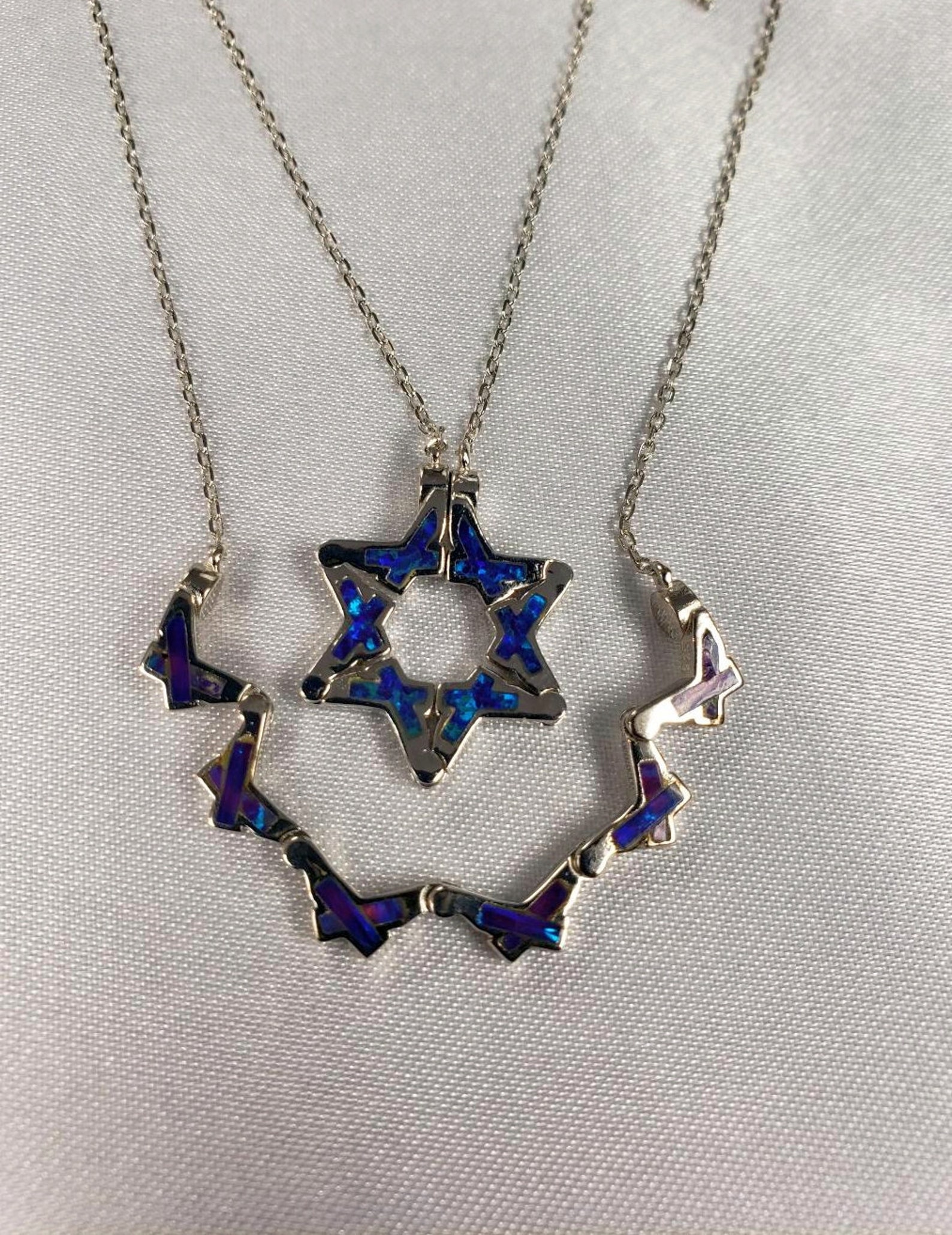 Butterfly Jewish Star of David Purple Opal Necklace Pull Etsy