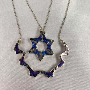 Butterfly Jewish Star of David Purple Opal Necklace, Pull Apart Butterfly necklace image 3