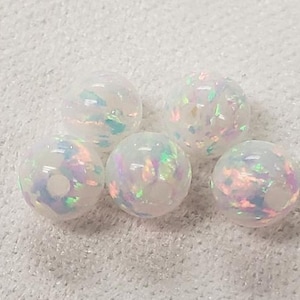 White Opal full drilled bead, 4mm opal bead, 6mm white opal bead