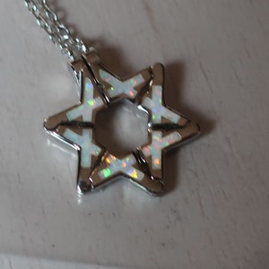 White Opal Star of David Butterfly Necklace, Opal Jewish Star Necklace, Pull Apart Butterfly necklace