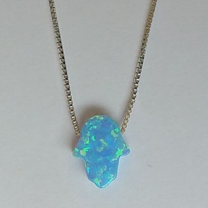 Blue Opal Hamsa Necklace