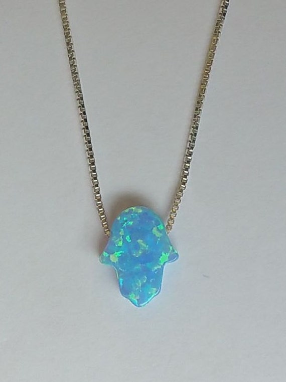 Blue Opal Hamsa Necklace
