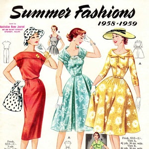 1950s Australian Home Journal Catalog [DIGITAL/PDF] Summer Fashions 1958-59
