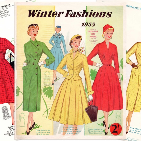 slim fit dress slacks 1950s Australian Home Journal Magazine & 3 Dress Patterns Aug 1955 Siz   Vintage4me2