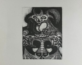 Offset print (etching) by Melquiades Jater, 1979 - Club de Grabado de Montevideo, Uruguay -