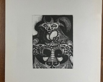 Offset print (etching) by Melquiades Jater, 1979 - Club de Grabado de Montevideo, Uruguay -