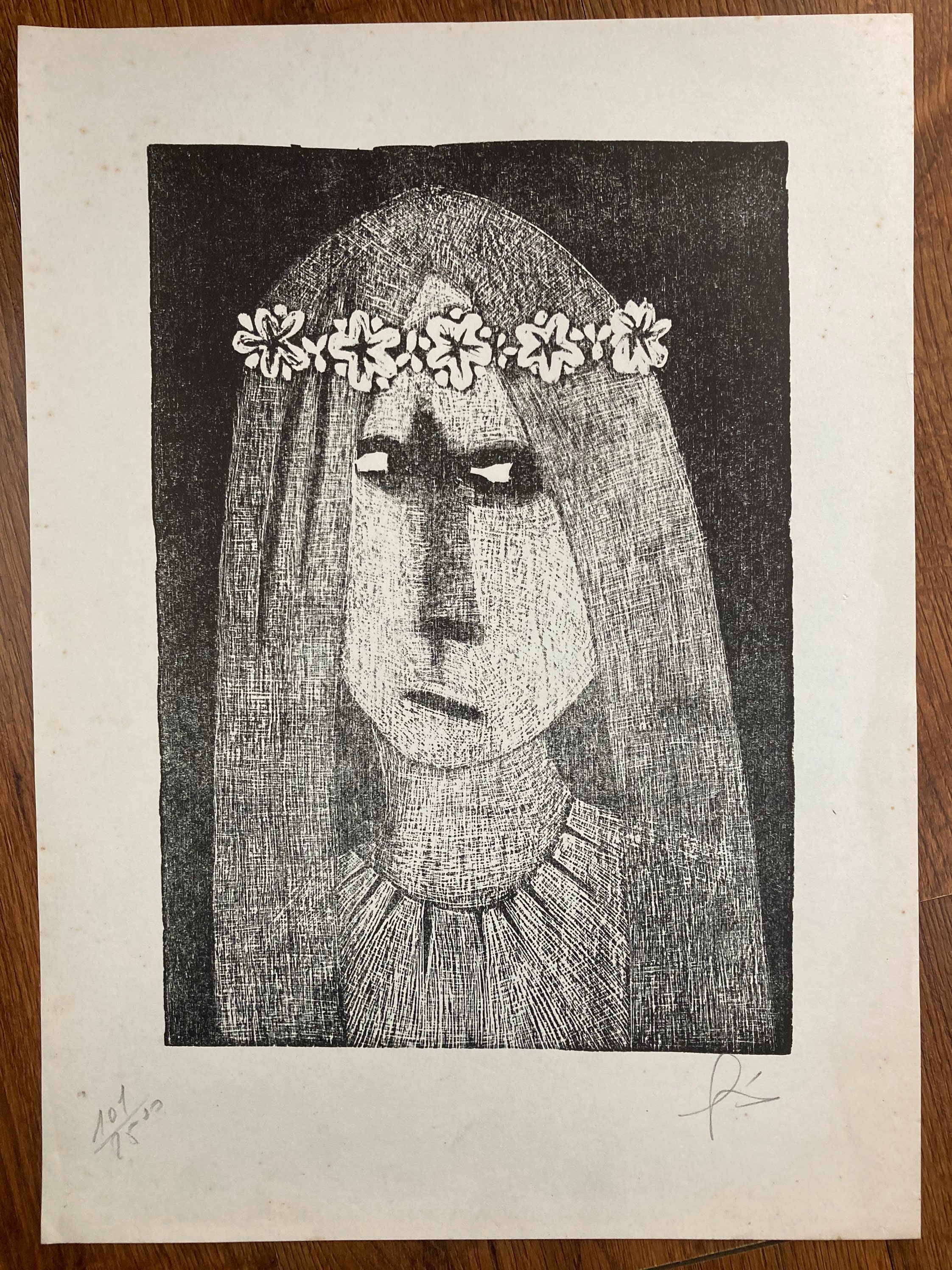 Xylography by Leonilda Gonzalez 1968 Club de Grabado de Etsy