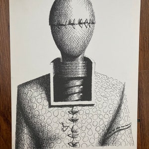 Drawing printed by offset system by Gustavo Alamon, 1989 - Club de Grabado de Montevideo, Uruguay.