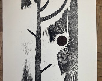 Xylography by Mercedes Villar, 1961 - Club de Grabado de Montevideo, Uruguay. - Signed and numbered