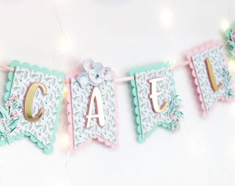 Koala Baby Shower, Personalized Garland, Baby Birthday Garland, Australian Animals Party, First Birthday Party, Baby Shower