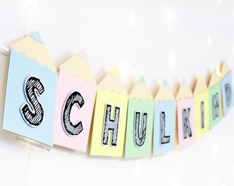 First Day of School Banner Personalized | Back to School Pencil Garland | Custom Name School Decor | Classroom Bunting 2026