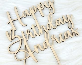 Happy Birthday Cake Topper, Personalized Cake Topper with Name for Birthday Party