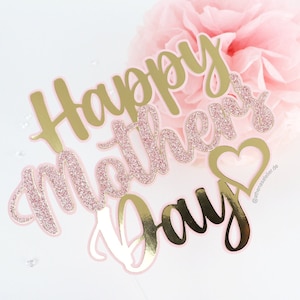 Tortenaufsatz zum Muttertag, Muttertagsgeschenk, Happy Mother's Day, Glitzer-Kuchenaufsatz