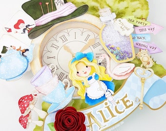 Alice in Wonderland Cake Topper, Alice Cake Topper, Alice in Wonderland Decorations, Cheshire Cat, Mad Hatter Tea Party