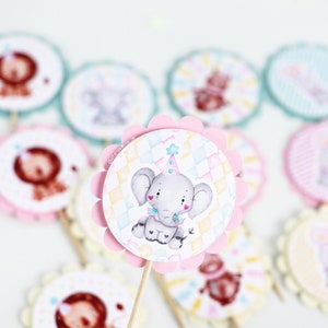 Zirkus Cupcake Toppers, Zirkus Motto Party, Mädchen Zirkus Cupcake Toppers, erster Geburtstag Mini Toppers, Fasching, Karneval, rosa Karneval