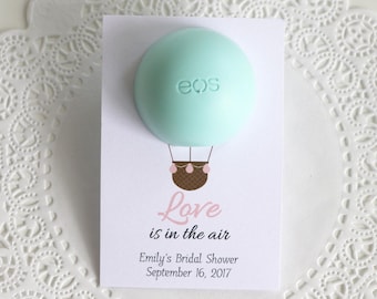 Personalized EOS Lip Balm Bridal Shower Favors, Bachelorette Party Tags, Love is in the Air, Engagement Favors