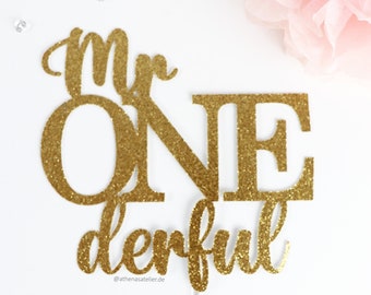 Mr ONEderful Glitter Cake Topper, First Birthday Cake Smash Photoshoot