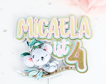 Koala Cake Topper, Watercolor Koala, Name Cake Topper, Koala Birthday, Koala Gifts, Koala Baby Shower