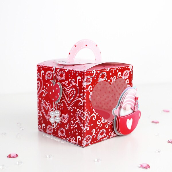 Cupcake Box, Valentine's Day Gift, Geschenk Valentinstag, Saint Valentine, Valentine Gnome, Classroom Valentines