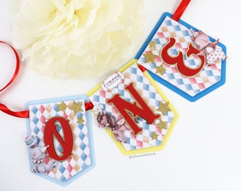 Circus High Chair Banner, Circus Themed Party, Girl Circus ONE Banner, First Birthday, Fasching, Carnival Banner