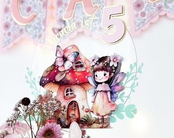 Fairy Cake Topper, Fairy House Birthday Party, Fairy Garden Houses, First Birthday Cake Topper, Fairy Birthday Invitation