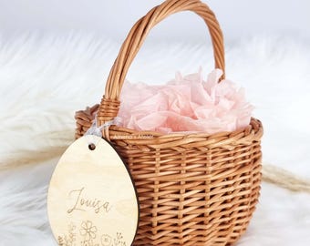 Easter basket with wooden Tag, Personalized Wooden Easter Ornament