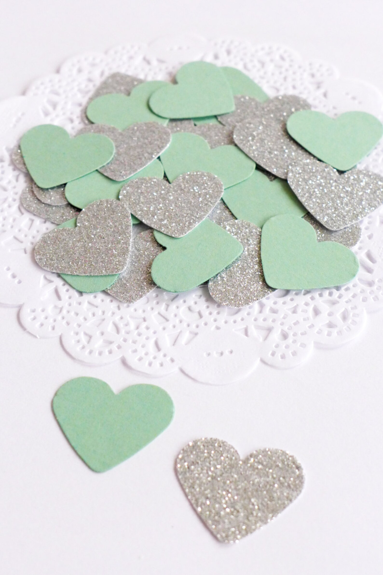 Wedding Confetti, Mint Green and Silver Confetti, Glitter Confetti