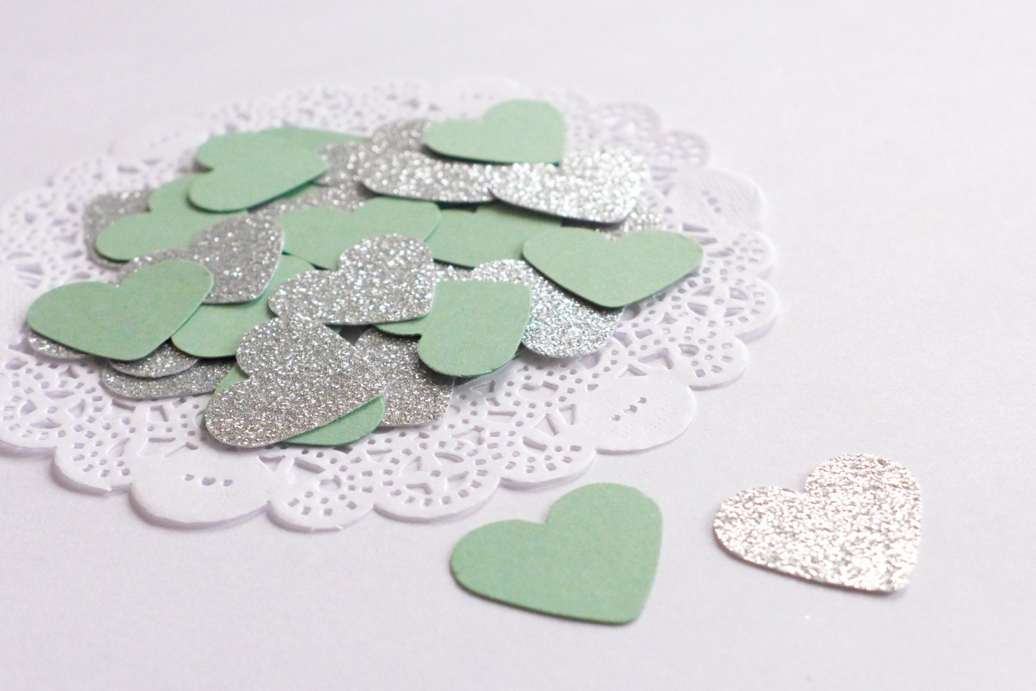Wedding Confetti, Mint Green and Silver Confetti, Glitter Confetti