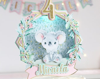 Koala Cake Topper, Name Cake Topper, Personalized Cake Topper, Baby Cake Topper, Australian Animals Party, First Birthday Party, Baby Shower