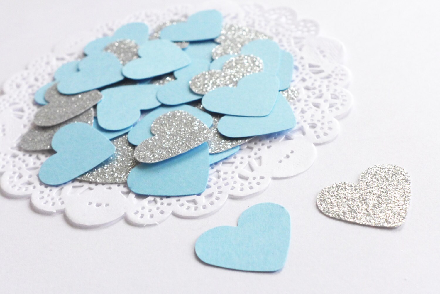 Baby Blue and Silver Confetti Glitter Confetti Heart Etsy