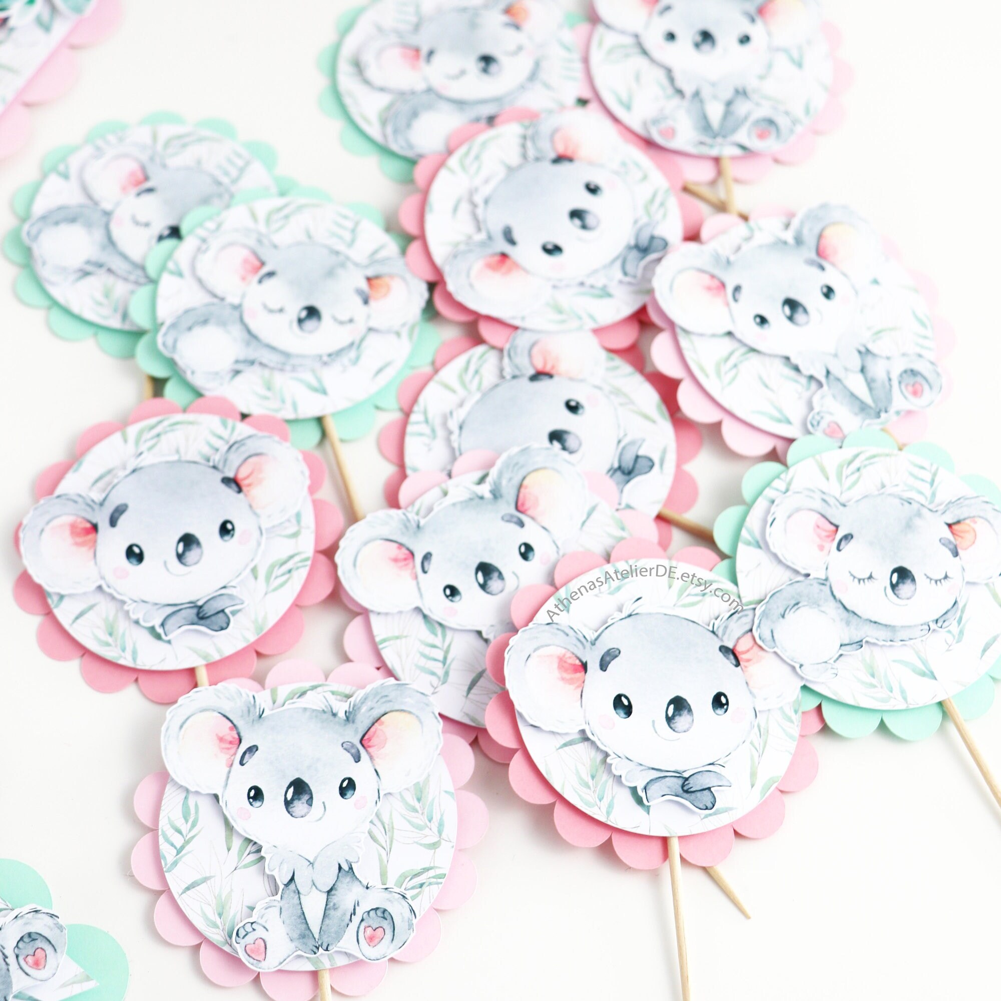 Koala Cupcake Toppers Baby Koala Themed Party First Birthday Etsy