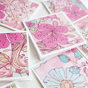 Niedliches Briefpapier-Set, Floral Rosa und Minze Minikarten mit Umschlägen, Grußkarten, Dankeskarten, Liebesbriefe